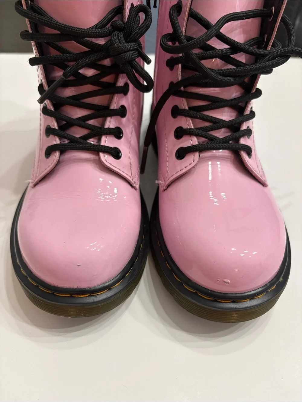 Dr. Martens Pink Patent Lace-Up Kids Boots Size 1